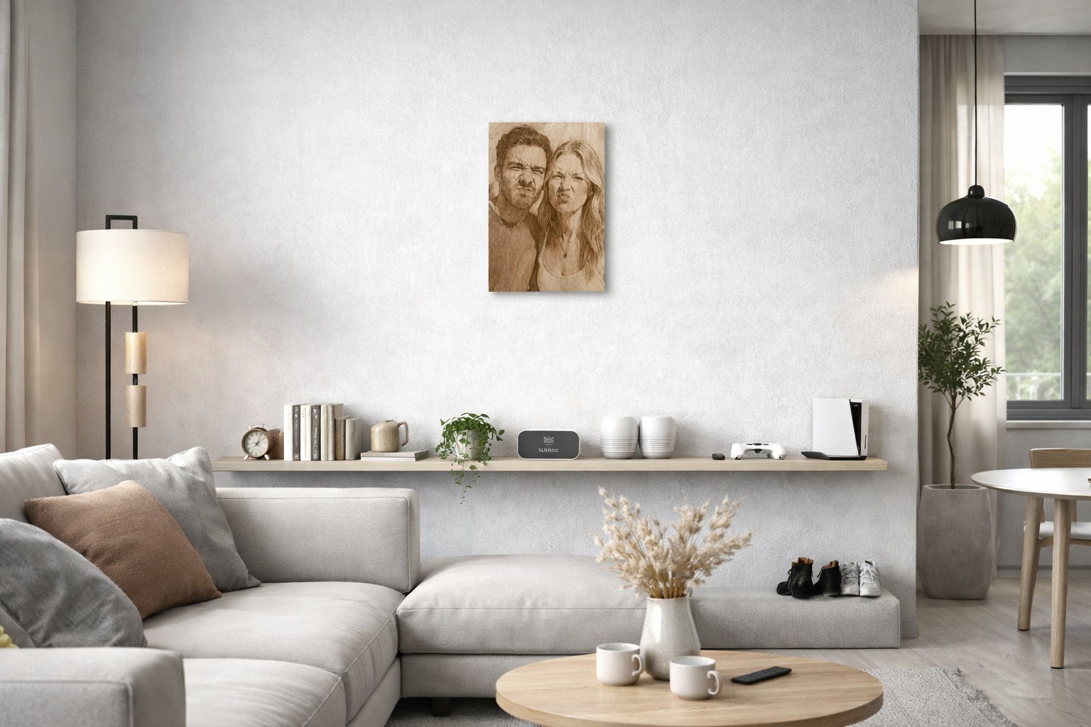 A3 Lasergraviertes Bild aus Holz mit Magnet-Mount